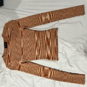 HAZEL BOUTIQUE LONG SLEEVE OPEN BACK SWEATER MATERIAL TOP
